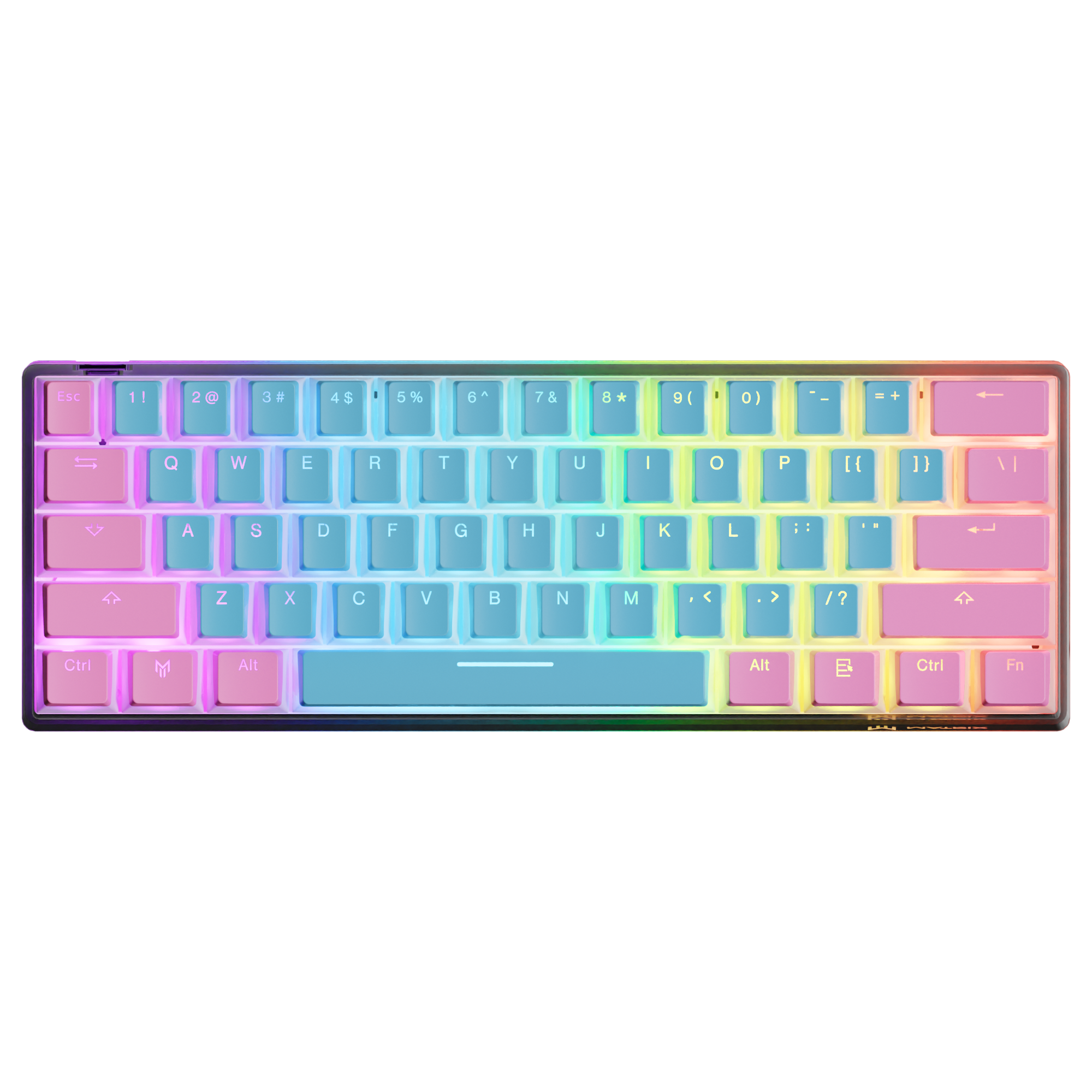 Clix Cotton Candy 60ES Transparent Mechanical Keyboard - Blue